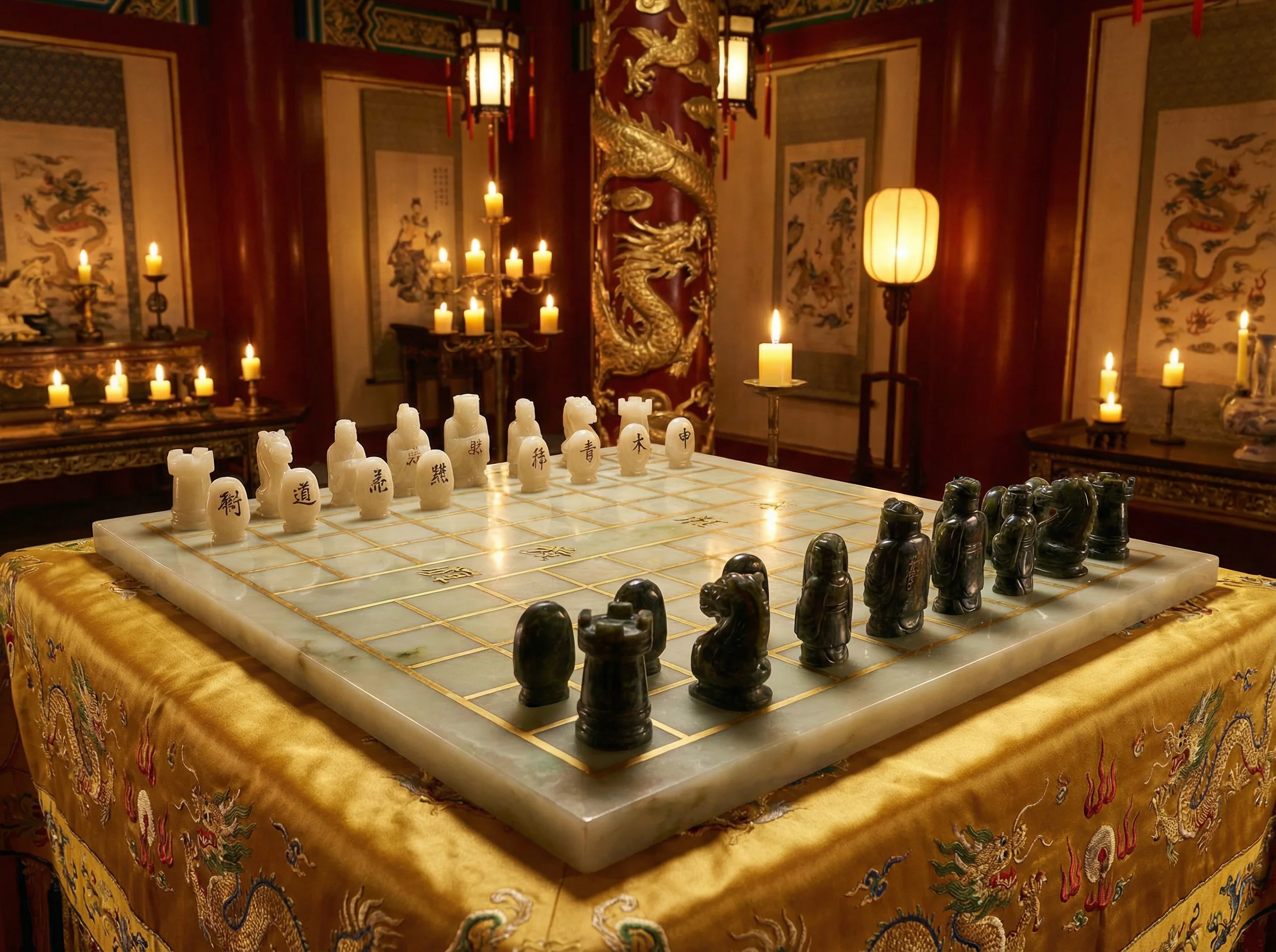 和田玉棋盘特写 - 84棋牌 珍宝鉴赏